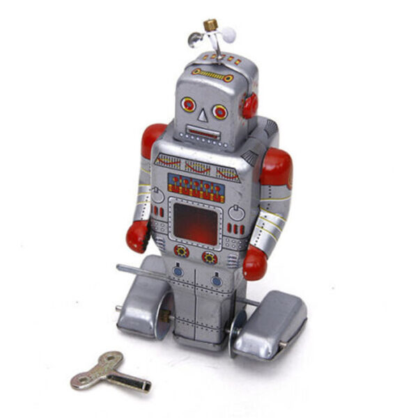 Kids Collectible Wind Up Robot Model Tin Toy Walking w/ Key for Fun Toy Gifts