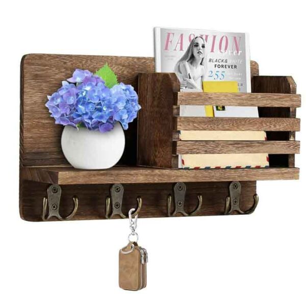 Y&ME YM Small Mail Organizer Wall Mounted, Rustic Key Hangers and Mail Sorter