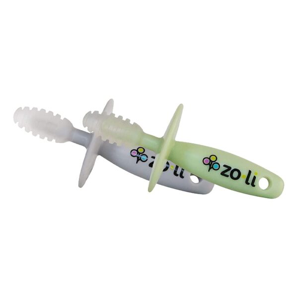 ZoLi Chubby Gummy teether | 2 Pack Baby Teething Relief – Green/Grey, BPA Free Teething Stick