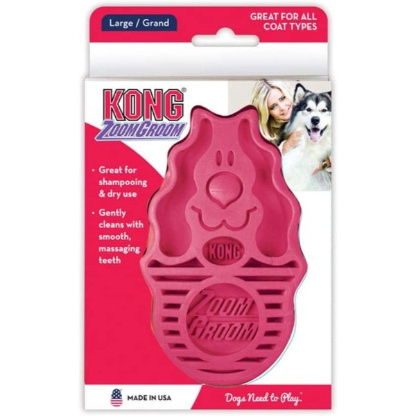 KONG – Zoom Groom Dog Brush, Groom and Massage While Removing Loose Hair and Dead Skin – Pink